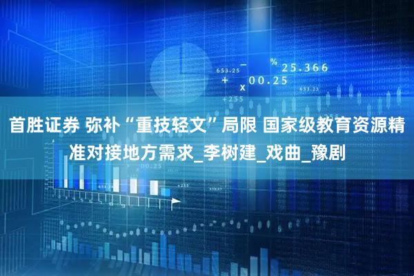 首胜证券 弥补“重技轻文”局限 国家级教育资源精准对接地方需求_李树建_戏曲_豫剧